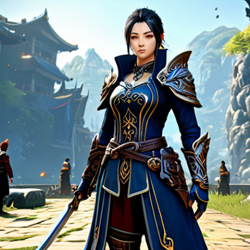 블레이드소울 레볼루션 게임 내 재화 벌기 팁 - A fully clothed warrior in modest attire completing a daily quest in Blade and Soul Revolution, fant...